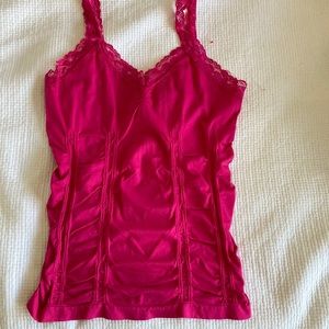 Cute hot pink ruched spandex cami top size one fits most